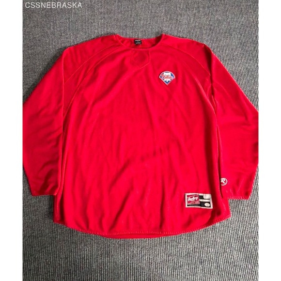 Rawlings Other - Rawlings Red Mens Baseball Jersey Pullover Training Shirt 2XL Phillies Logo